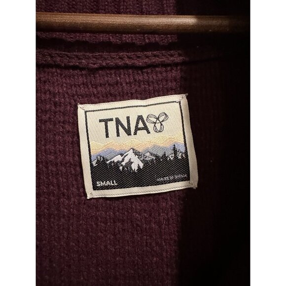 TNA Vintage Telluride Burgundy 100% Wool Zip Up Sweater Size Small - Picture 3 of 4
